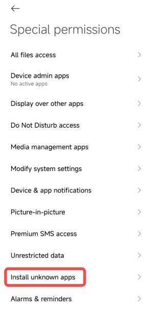 install unknown apps